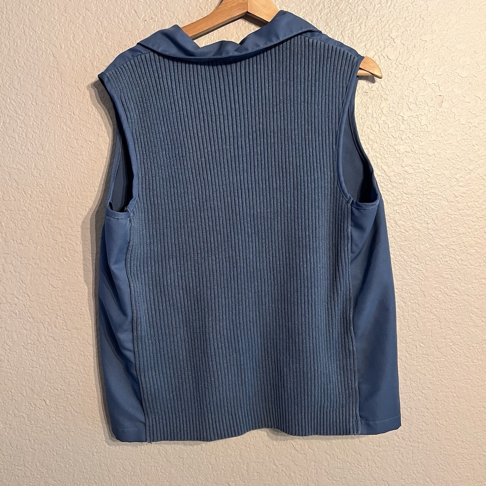 Alfred‎ Dunner Floral Embroidered Cotton Ramie Rib-Knit Vest -16 Zipper Collar - Picture 5 of 5